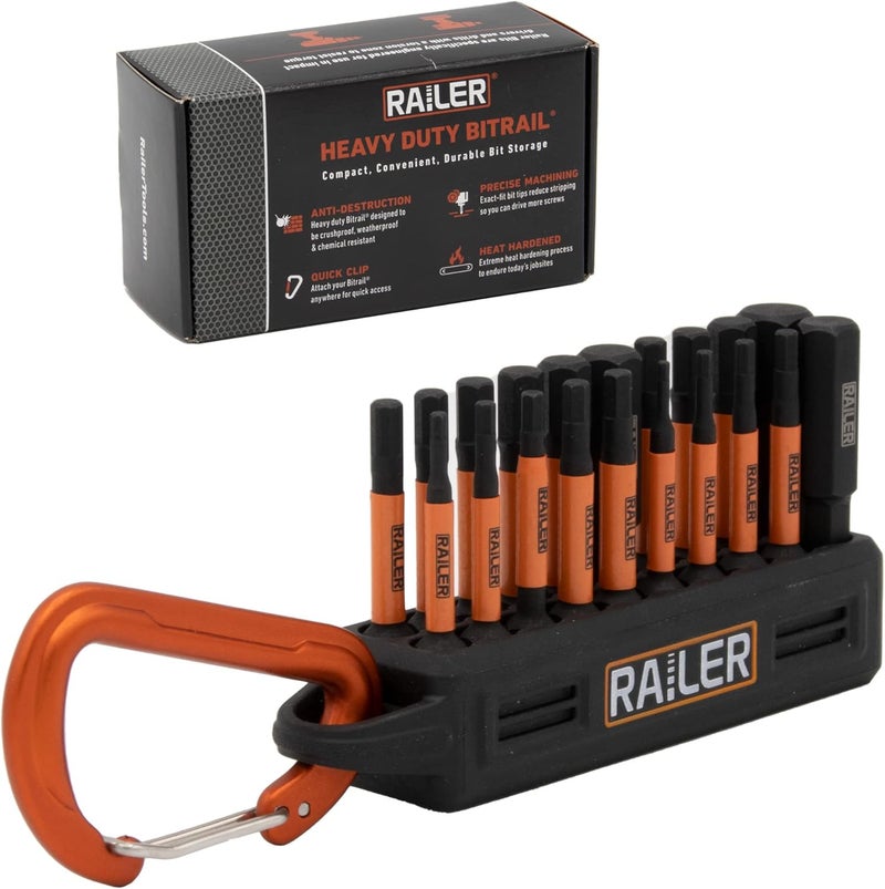 Railer Allen Wrench Hex Bit Set 2 Inch Impact Driver 20pc Hex Bit Set With Holder & Carabiner - Premium S2 Steel, Ideal For Furniture Screws - Image 1